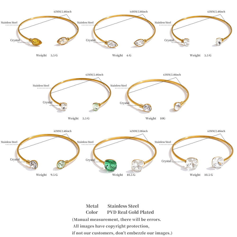Maisy - Double stone open cuff gold luxury bangle