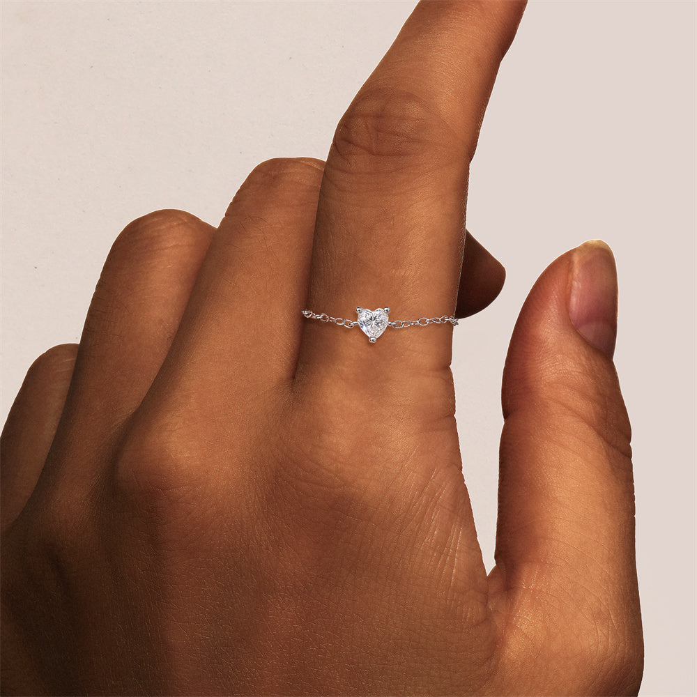 Mirielle - Sterling Silver Moissanite Collection chain rings