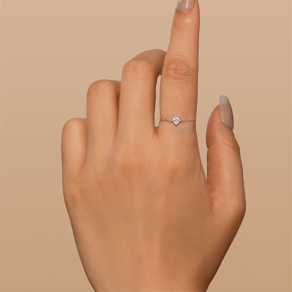Mirielle - Sterling Silver Moissanite Collection chain rings