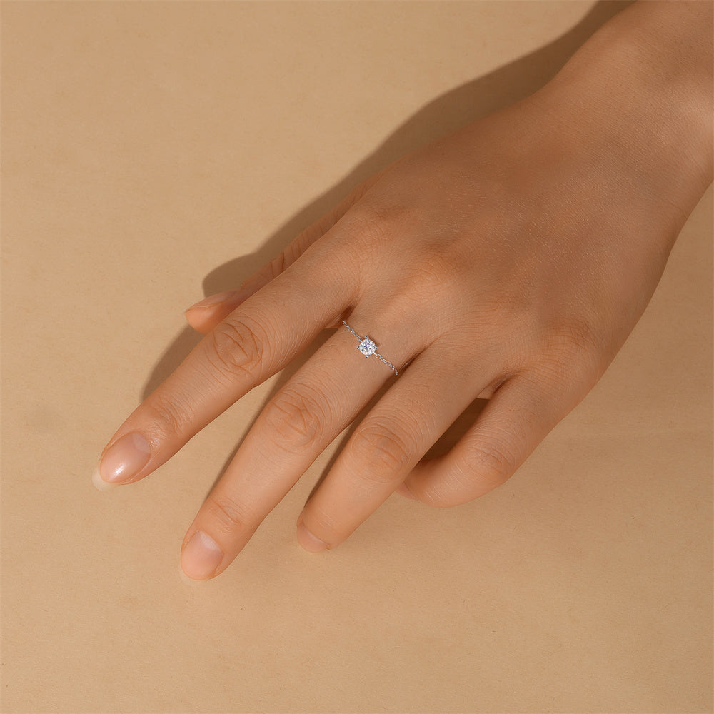 Mirielle - Sterling Silver Moissanite Collection chain rings