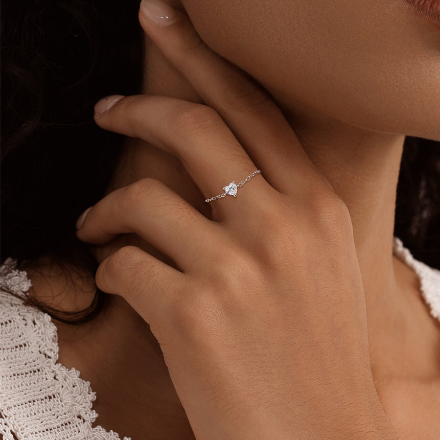 Mirielle - Sterling Silver Moissanite Collection chain rings