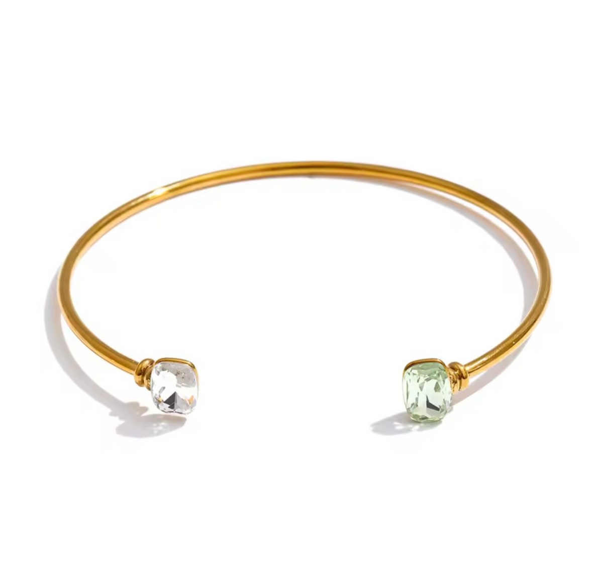 Maisy - Double stone open cuff gold luxury bangle