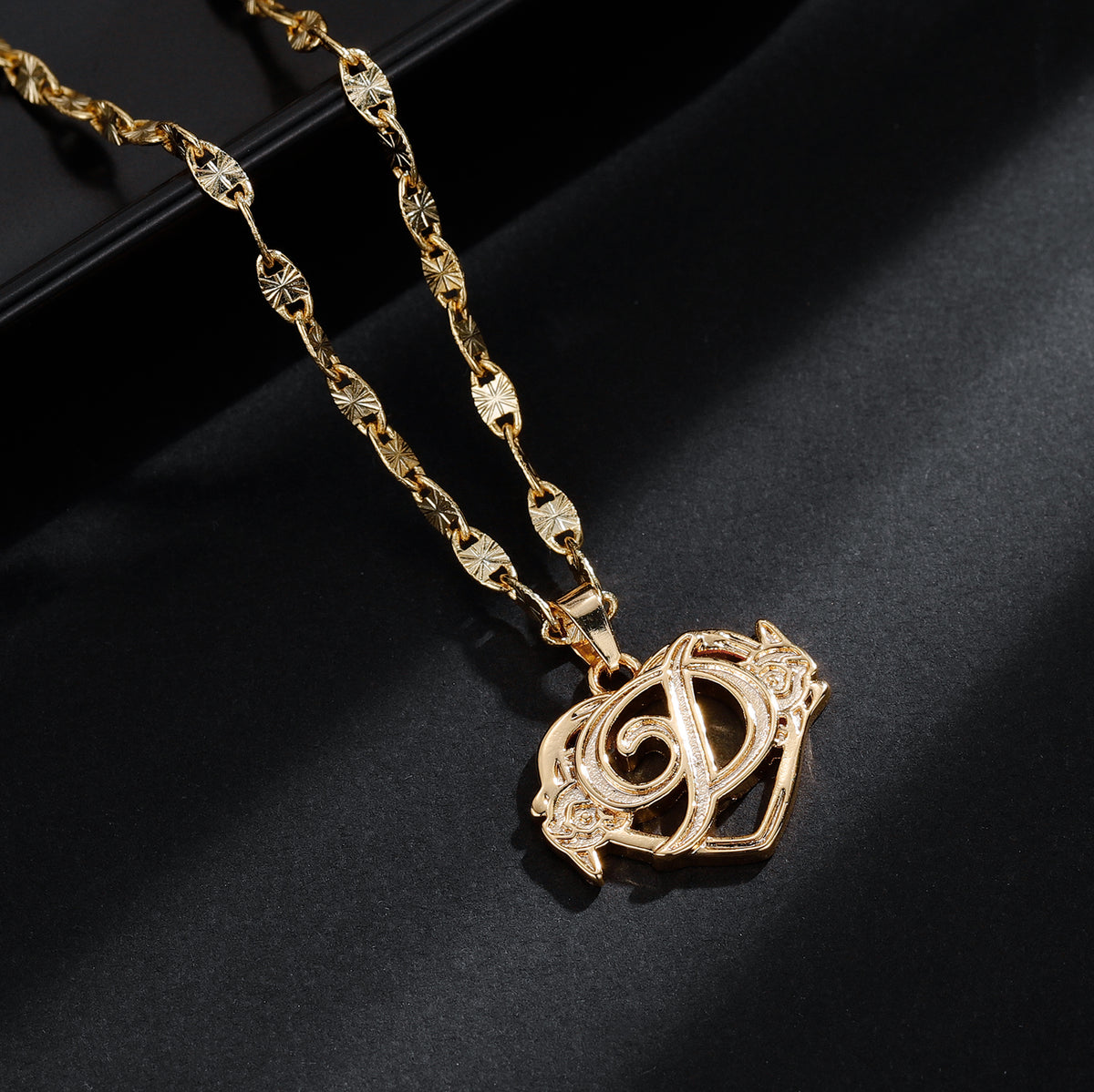 Personalised Letter Initial Necklace - Awal - English Alphabet Floral Rose Eternal Design Jewellery Gifts - HENNA