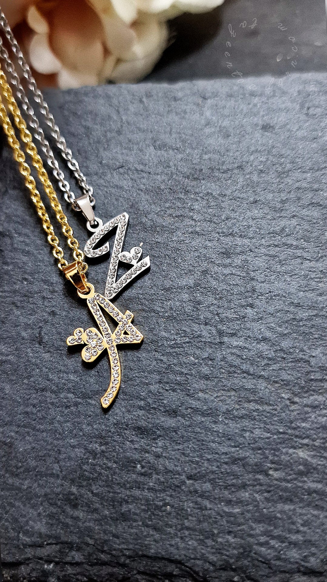 Personalised Diamond Letter Initial Necklace - Awal - English Alphabet Diamante Sparkling Jewellery Gift - Baby to Adult - MOANA