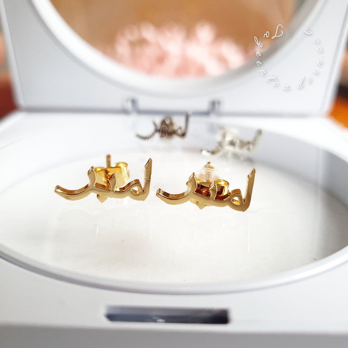 Customised Single Name Earrings - Ayana Arabic English Female Baby, Kids, Adults Jewellery Bespoke Personalised Gifts - NEEMAH