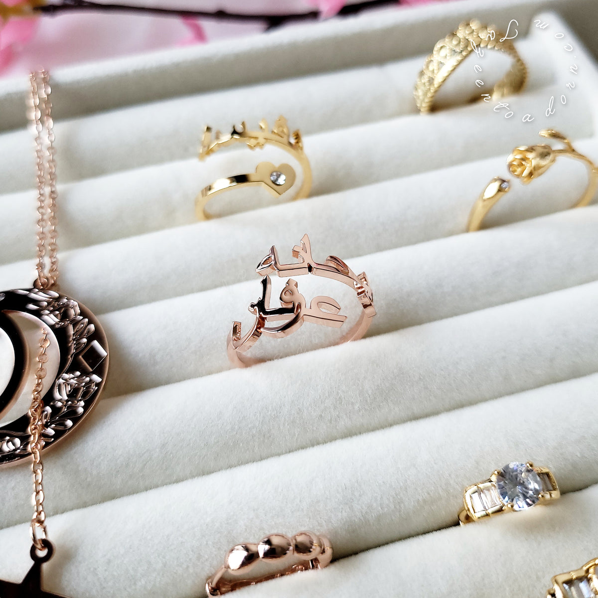 Arabic Personalised Custom Double Two Name Love Adjustable Ring - Anaya Jewellery Gifts Eid Wedding Engagement Anniversary - TASNEEM