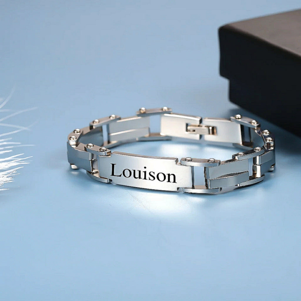 Custom Single Name Bracelet - Muhammed - Stainless Steel - Linked - MENS