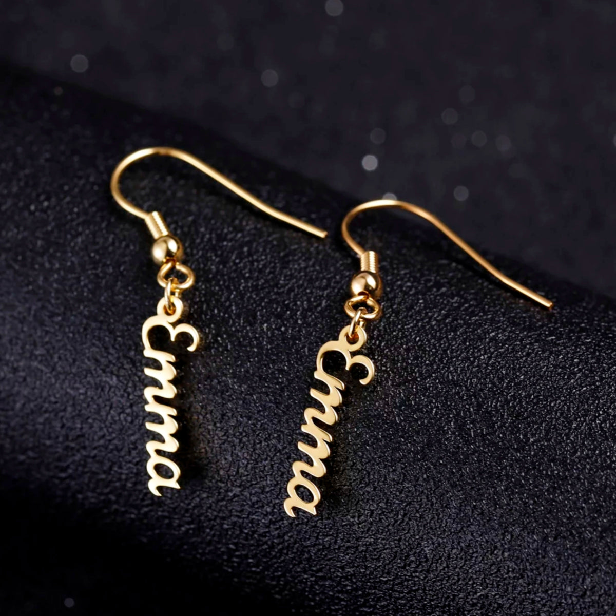Personalised Bespoke Dangle Single Name Earrings - Anaya Jewellery Gift - LIA