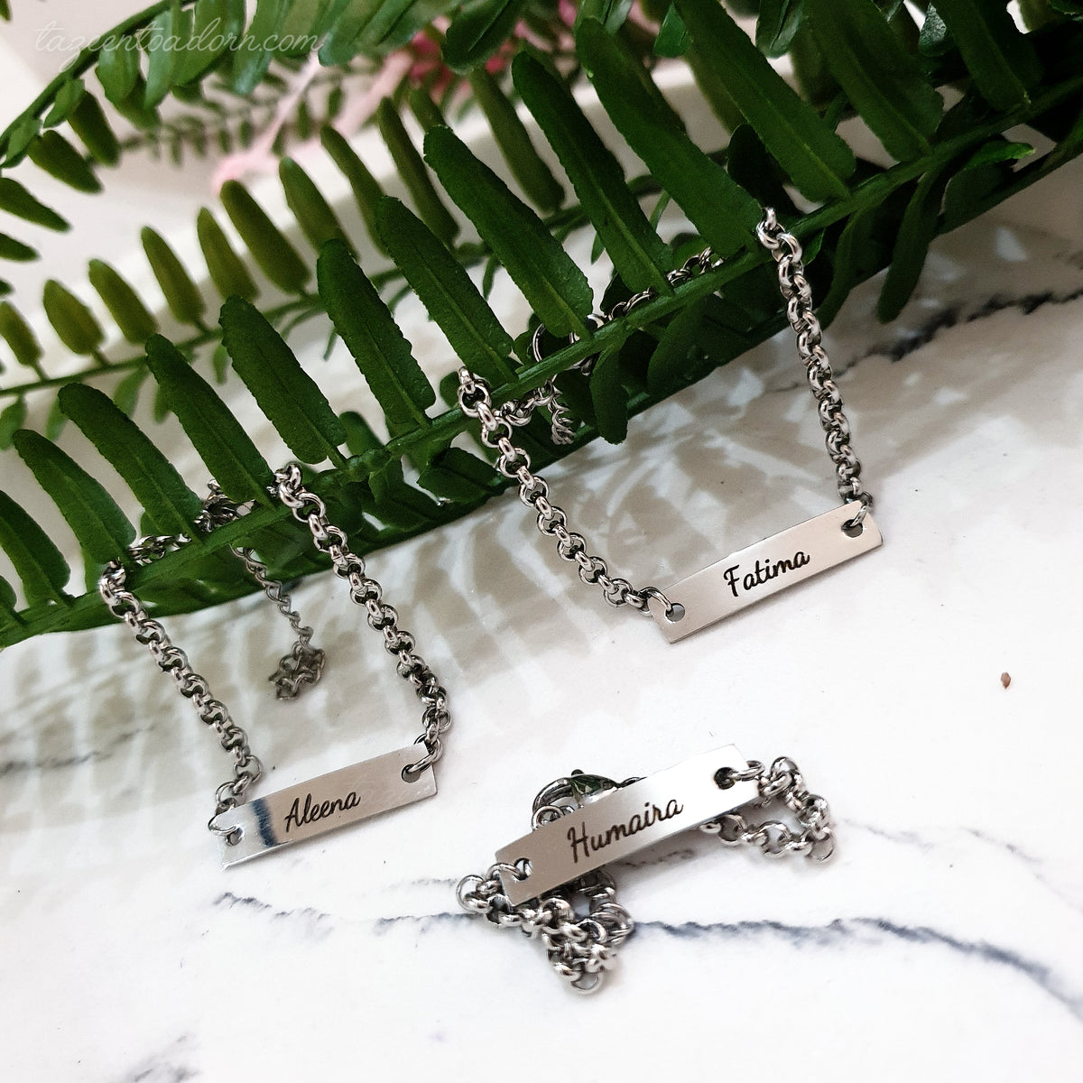 Personalised Baby & Kids Name Bracelet - Cute Bar Design Custom Engraving Children Jewellery - HUMAIRAH