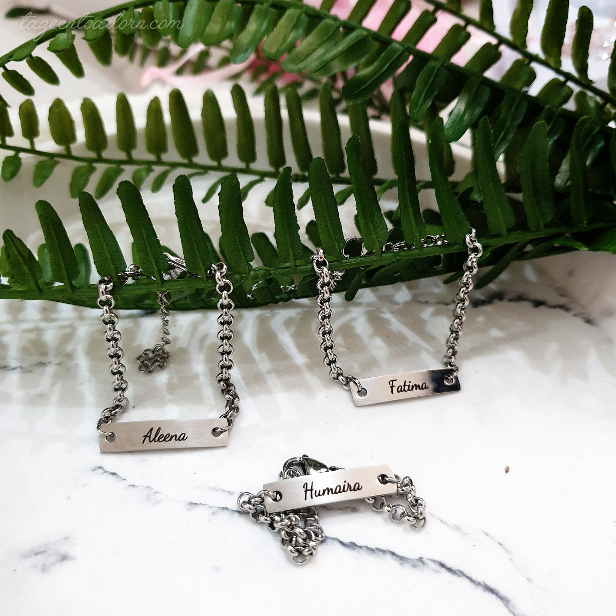 Personalised Baby & Kids Name Bracelet - Cute Bar Design Custom Engraving Children Jewellery - HUMAIRAH