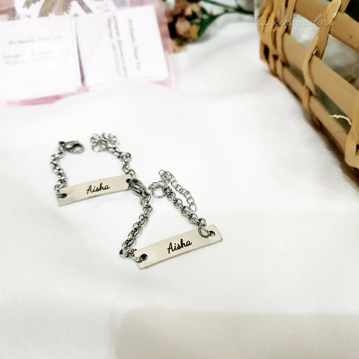 Personalised Baby & Kids Name Bracelet - Cute Bar Design Custom Engraving Children Jewellery - HUMAIRAH