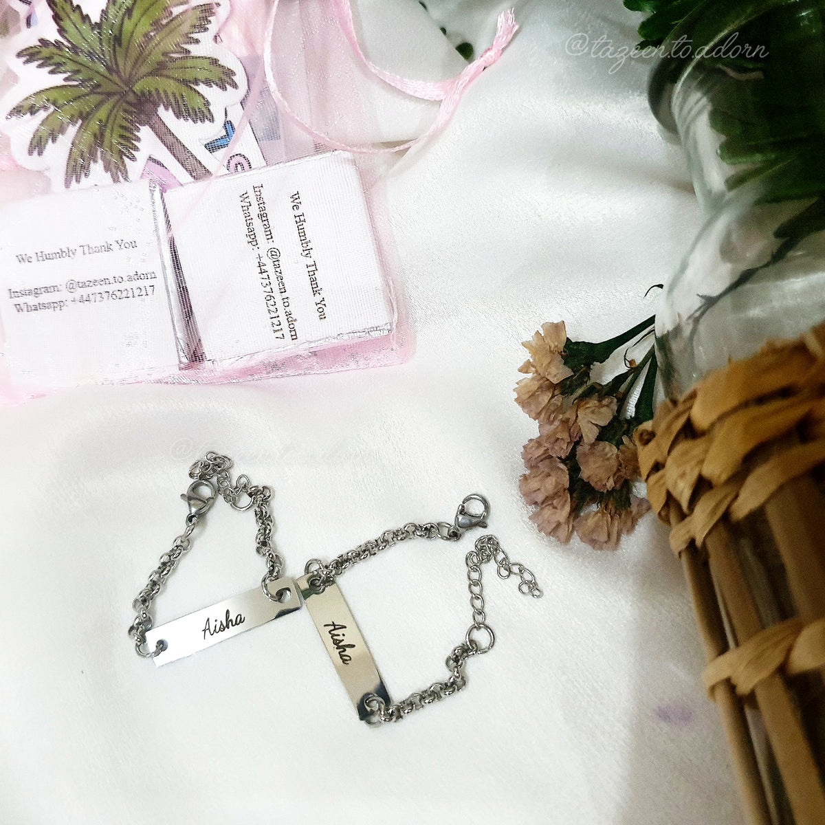 Personalised Baby & Kids Name Bracelet - Cute Bar Design Custom Engraving Children Jewellery - HUMAIRAH