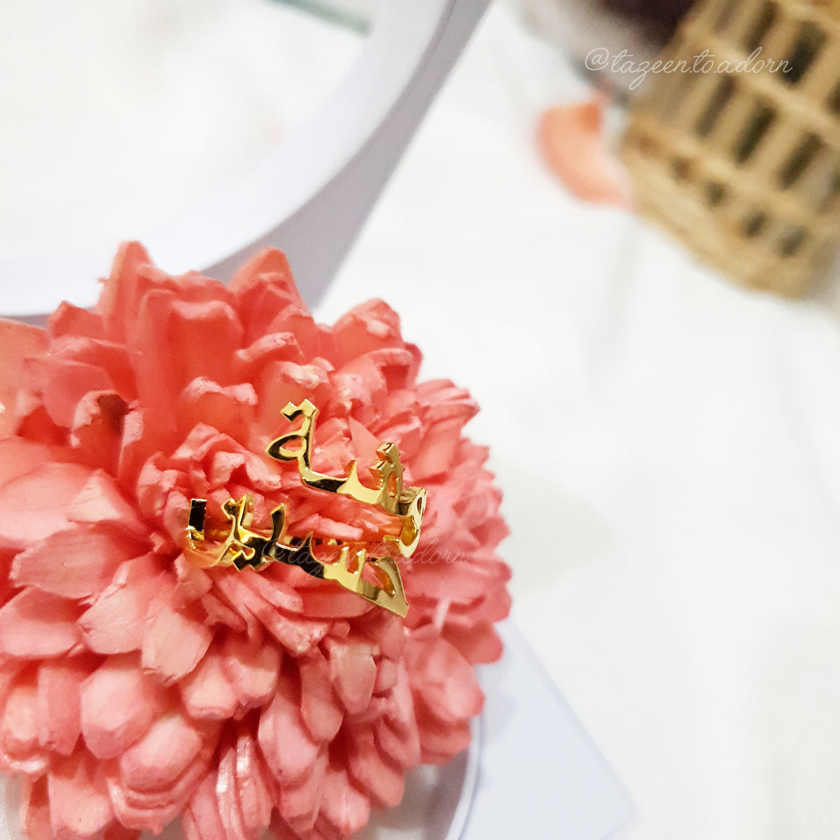 Arabic Personalised Custom Double Two Name Love Adjustable Ring - Anaya Jewellery Gifts Eid Wedding Engagement Anniversary - TASNEEM