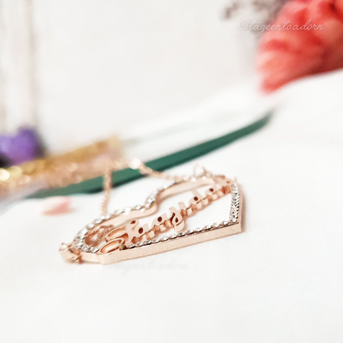 SOPHIA - Faux Diamond Heart Single Name Necklace - Gifts, custom made, Eid