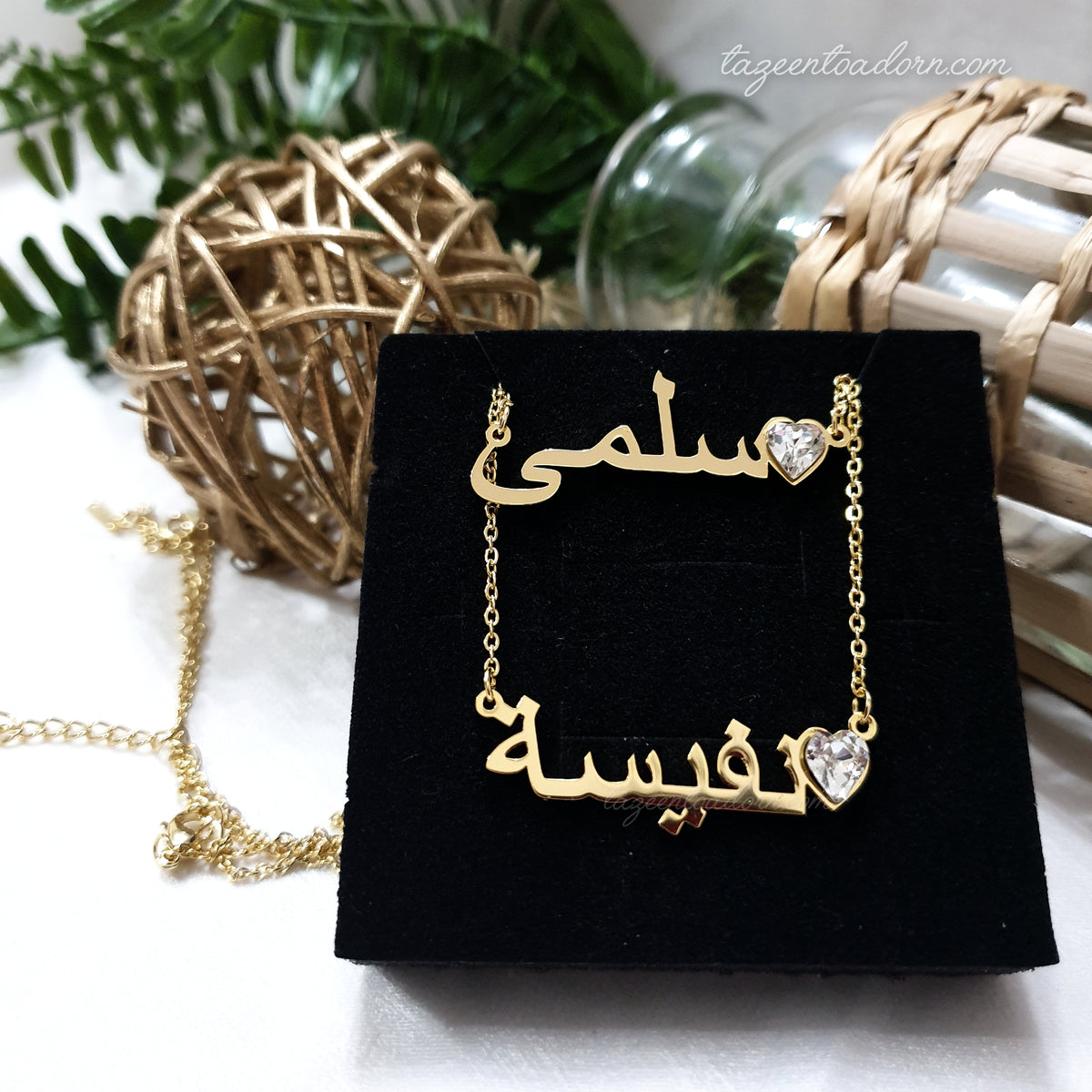 Personalised Custom Girls Name Necklace with Heart Birthstone - Baby, Kid, Toddler, Teenager Jewellery Gifts (Baby to 14years) - Mini - AANAH