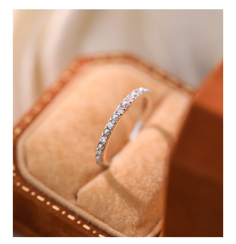 Raina - Sterling Silver adjustable pearl ring
