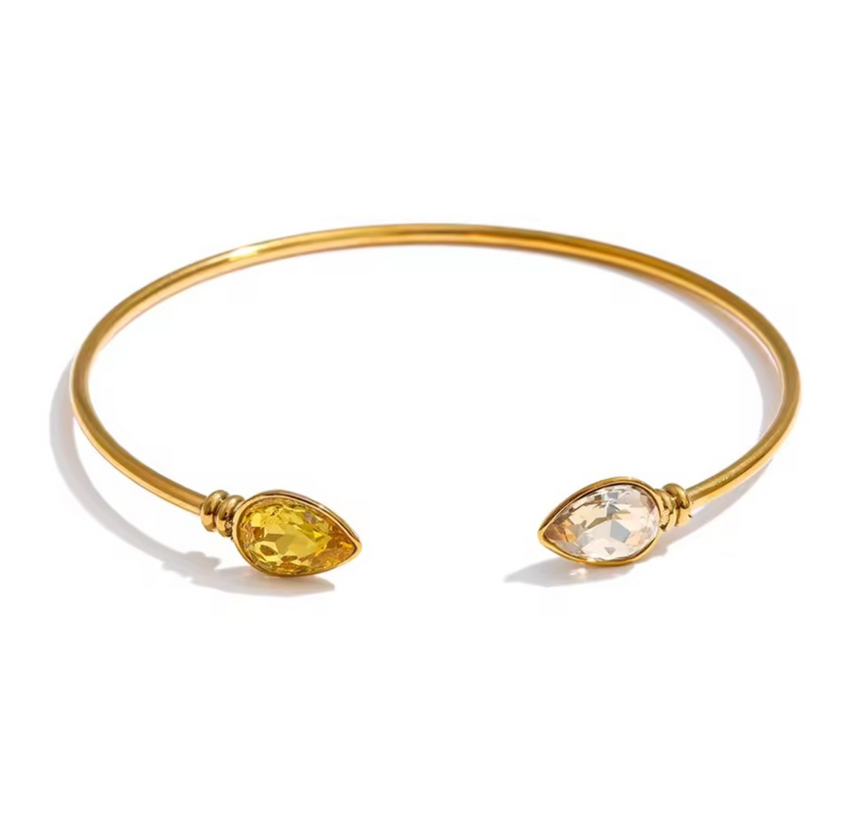 Maisy - Double stone open cuff gold luxury bangle