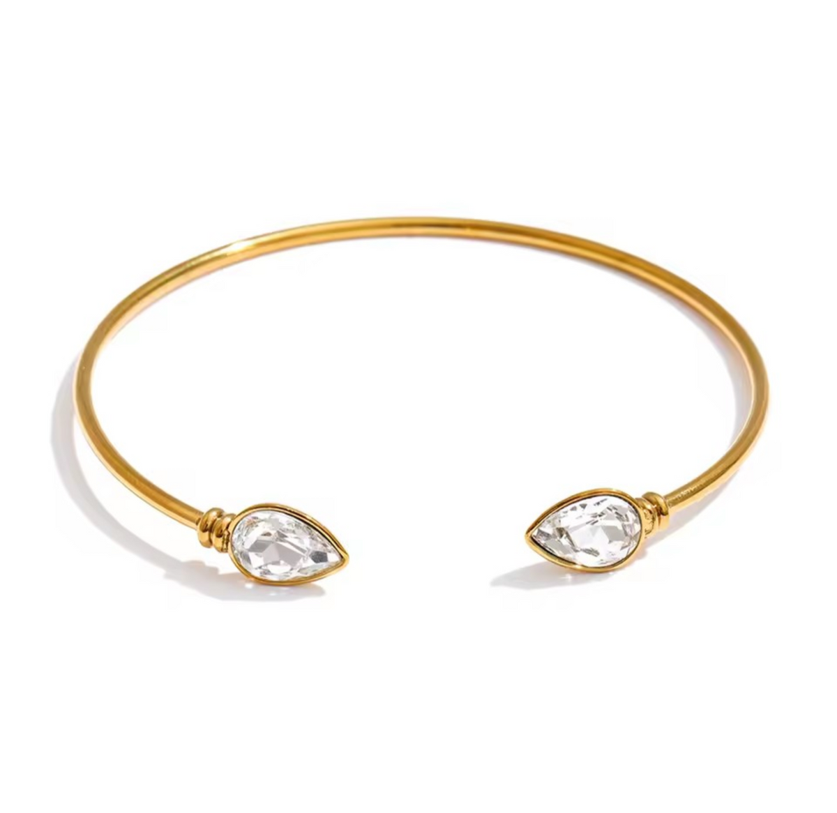 Maisy - Double stone open cuff gold luxury bangle