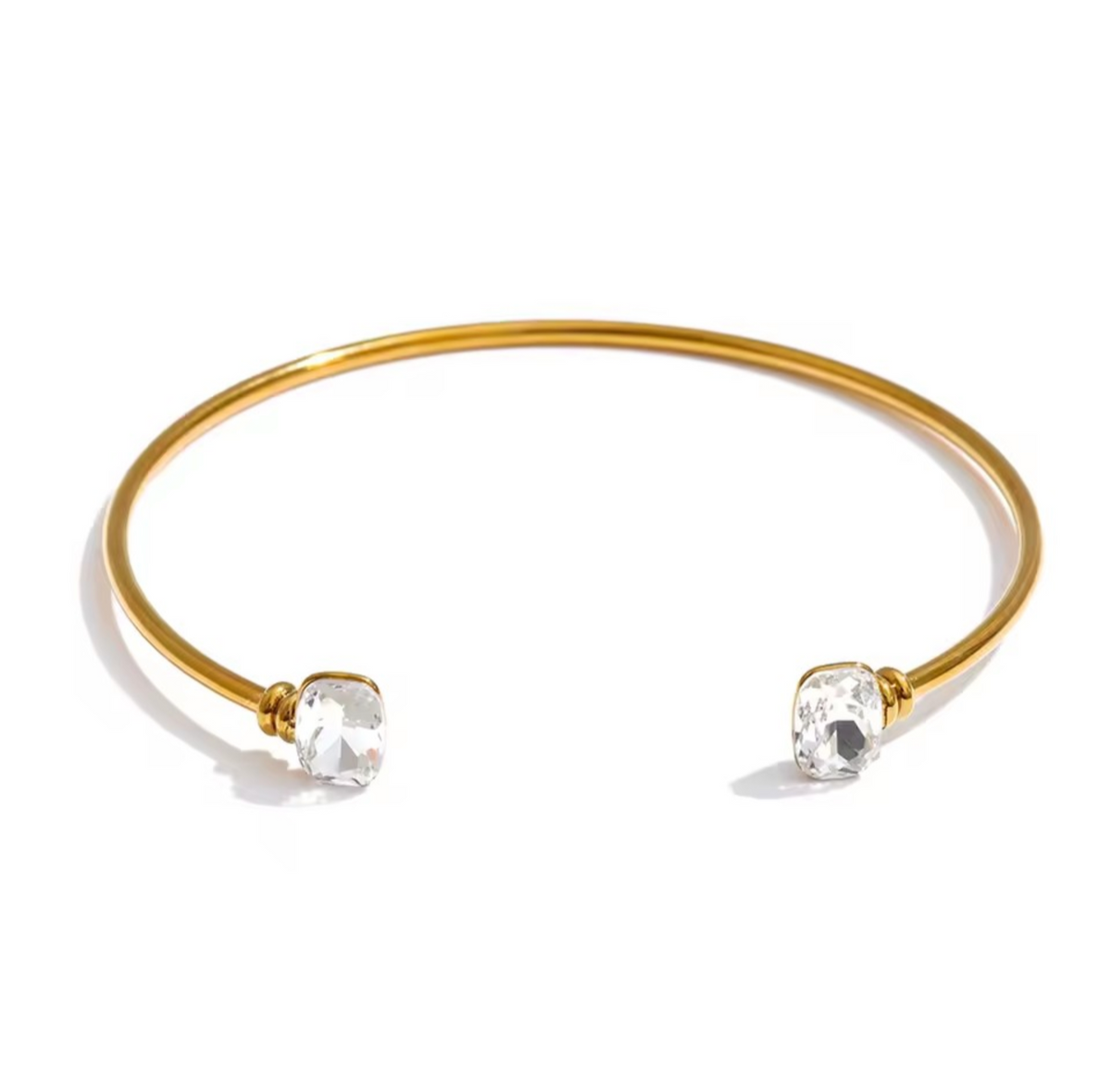 Maisy - Double stone open cuff gold luxury bangle