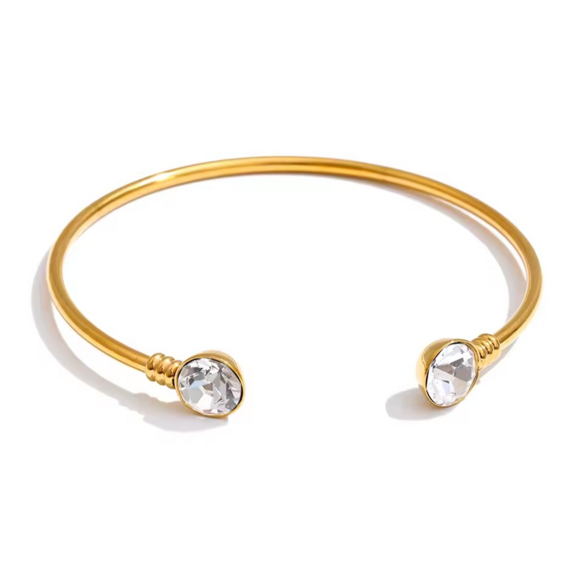 Maisy - Double stone open cuff gold luxury bangle