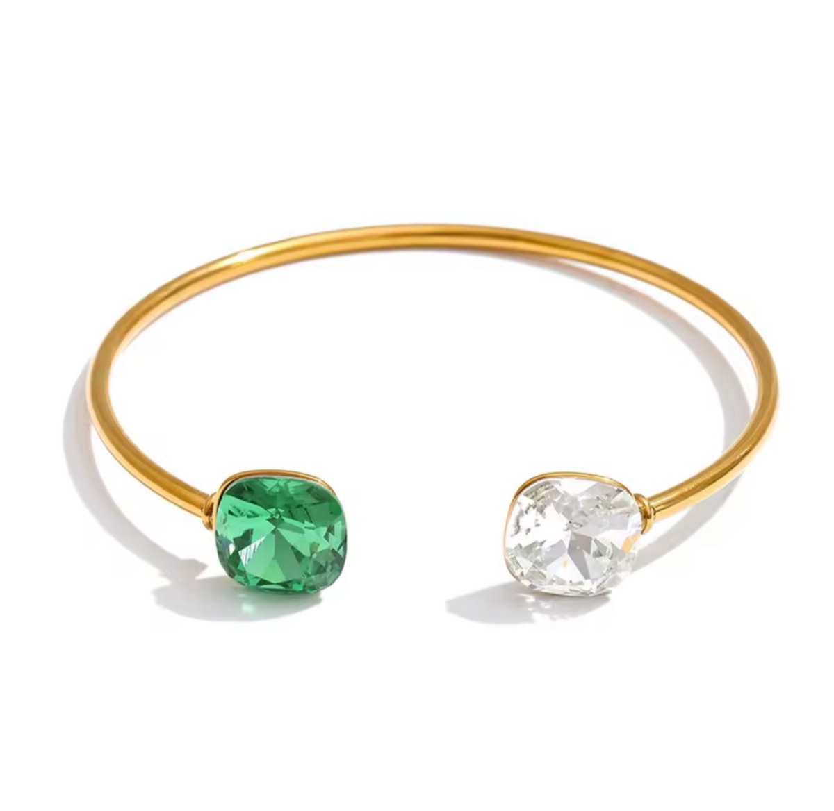 Maisy - Double stone open cuff gold luxury bangle