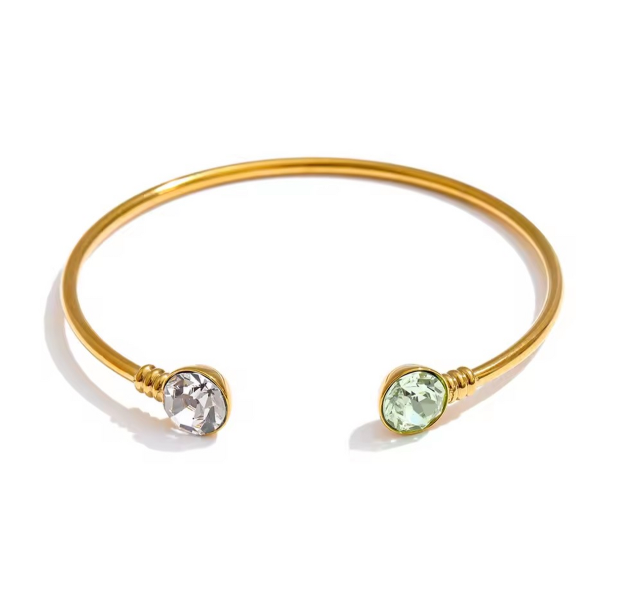 Maisy - Double stone open cuff gold luxury bangle