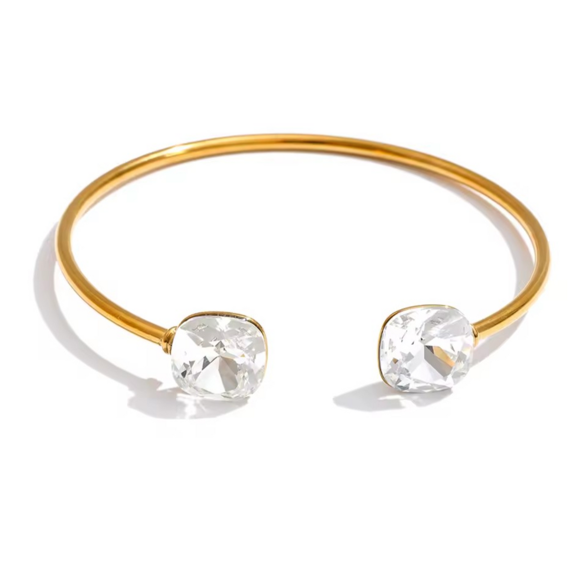 Maisy - Double stone open cuff gold luxury bangle