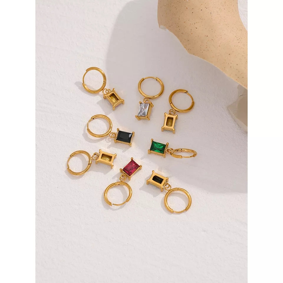 Ava - Luxury Rectangle drop earring Diamond Ear Candy Huggie Hoop Earrings