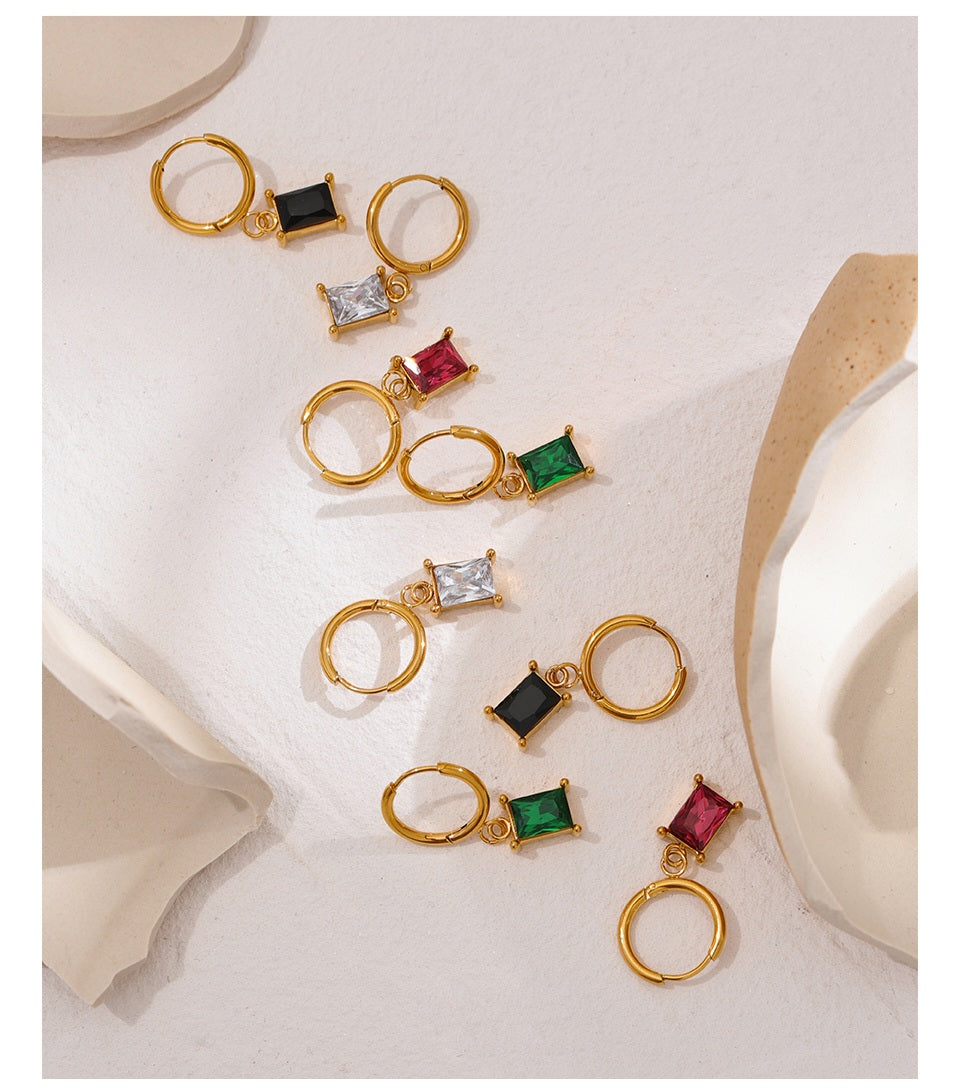 Ava - Luxury Rectangle drop earring Diamond Ear Candy Huggie Hoop Earrings