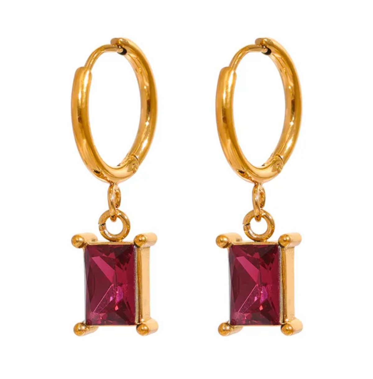 Ava - Luxury Rectangle drop earring Diamond Ear Candy Huggie Hoop Earrings