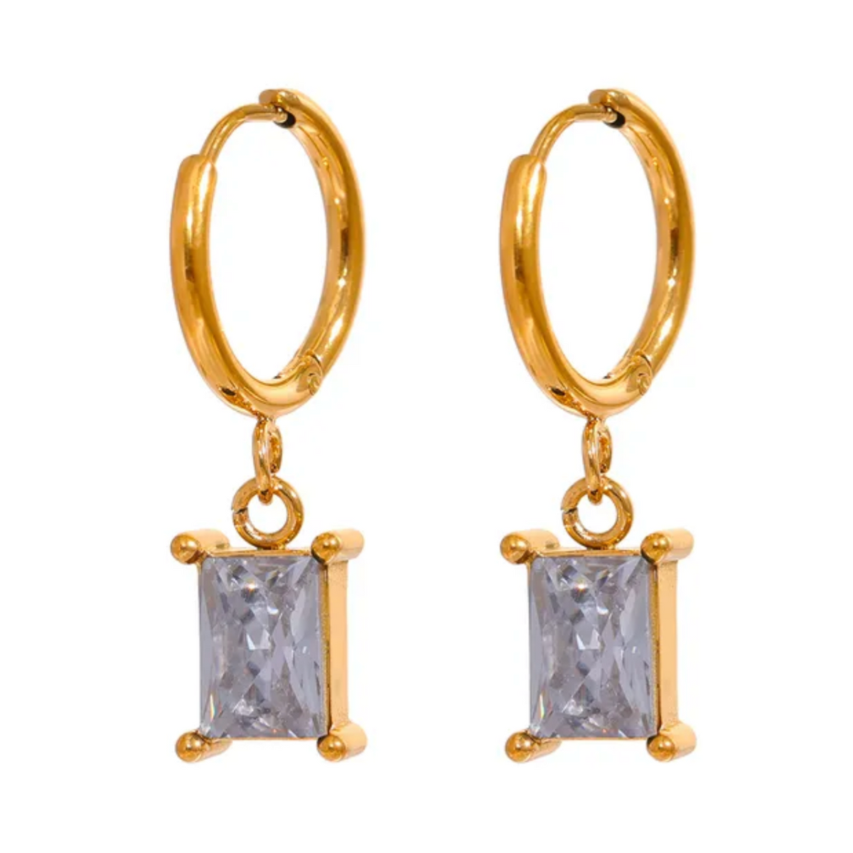 Ava - Luxury Rectangle drop earring Diamond Ear Candy Huggie Hoop Earrings