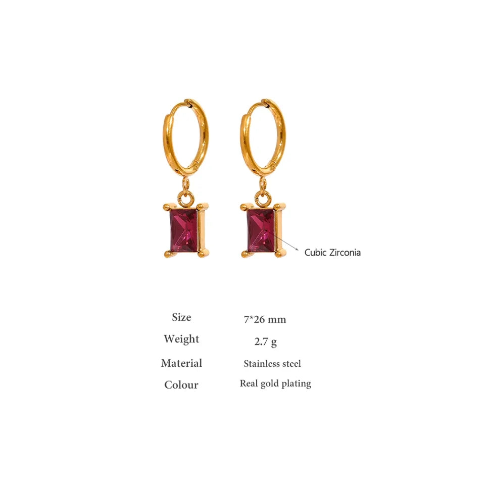 Ava - Luxury Rectangle drop earring Diamond Ear Candy Huggie Hoop Earrings