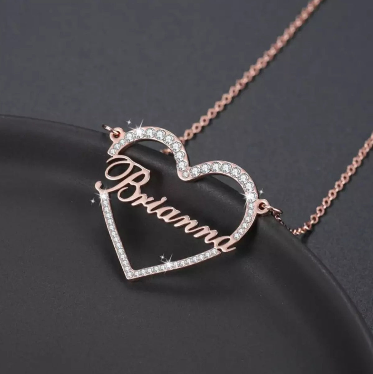 SOPHIA - Faux Diamond Heart Single Name Necklace - Gifts, custom made, Eid