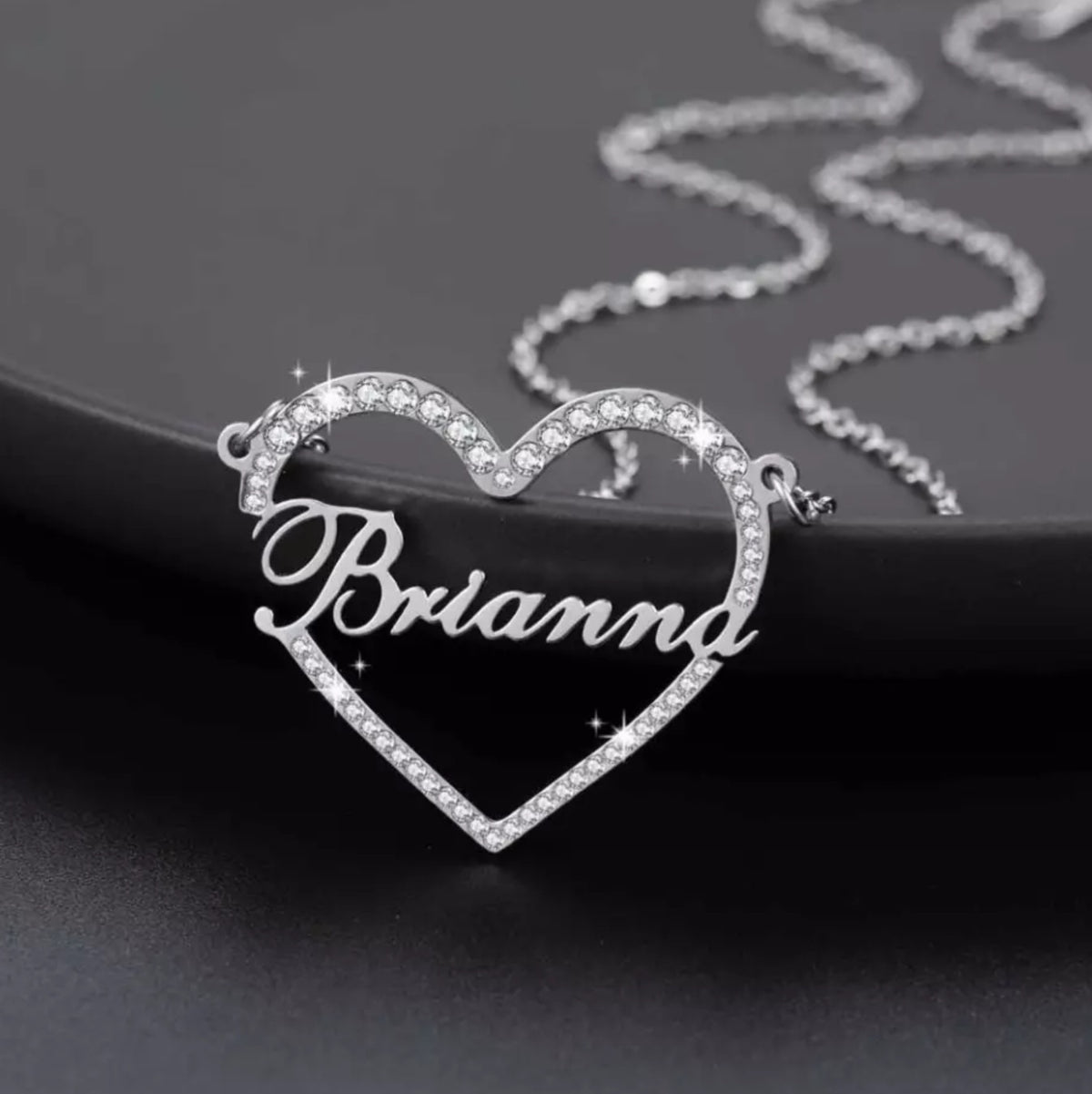 SOPHIA - Faux Diamond Heart Single Name Necklace - Gifts, custom made, Eid