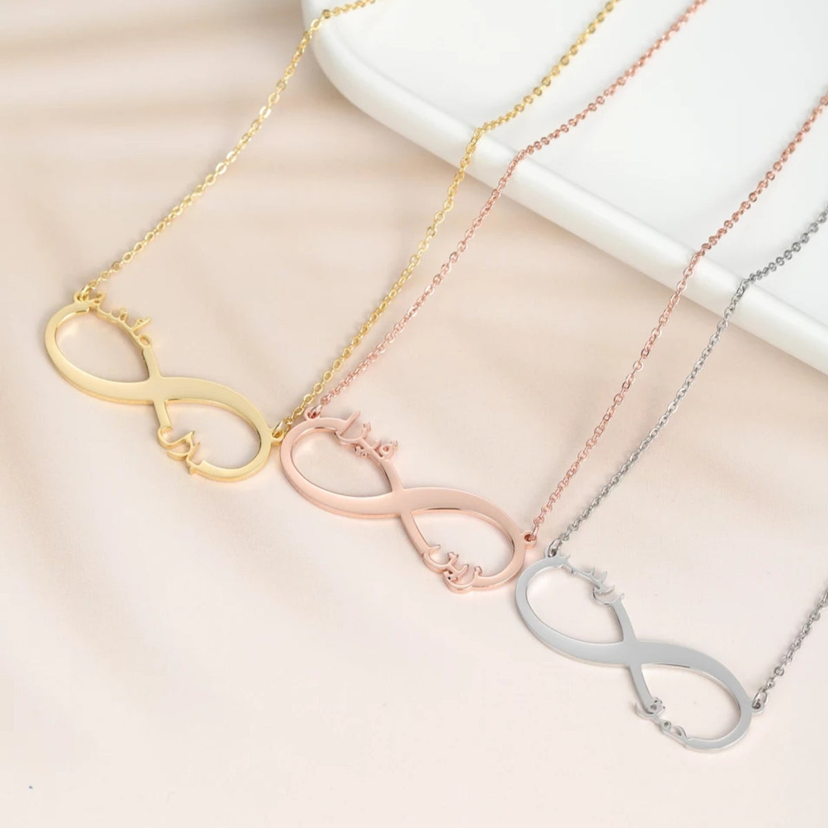 Personalised Custom Signature Double Name Necklace - Love English Arabic Jewellery Gifts - EYANA