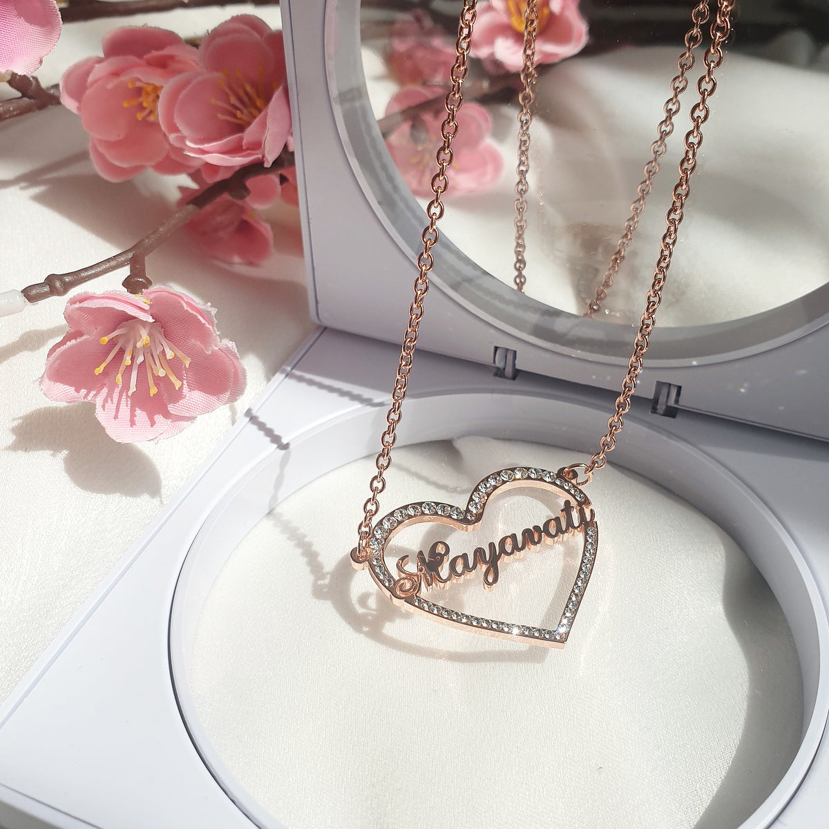 SOPHIA - Faux Diamond Heart Single Name Necklace - Gifts, custom made, Eid