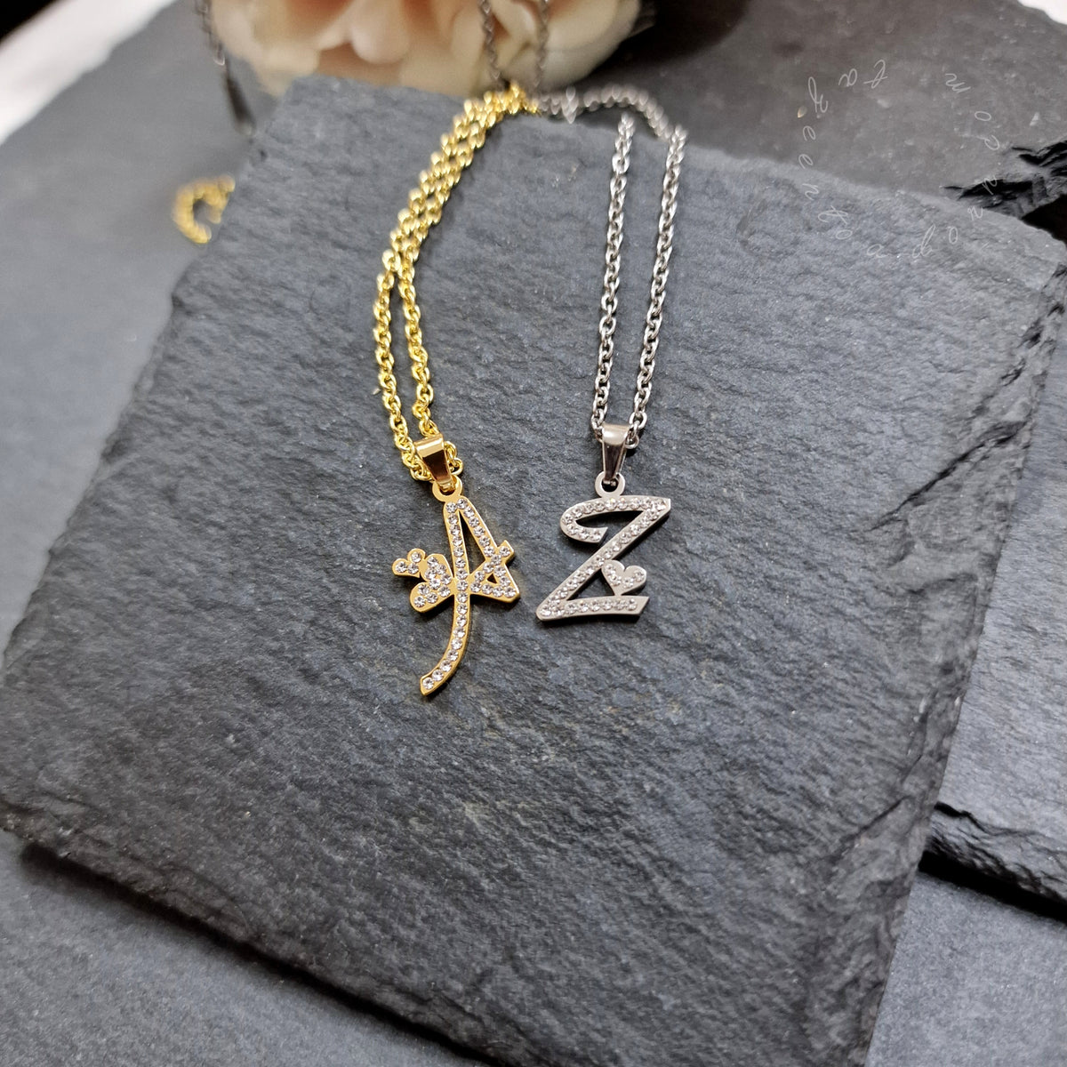 Personalised Diamond Letter Initial Necklace - Awal - English Alphabet Diamante Sparkling Jewellery Gift - Baby to Adult - MOANA