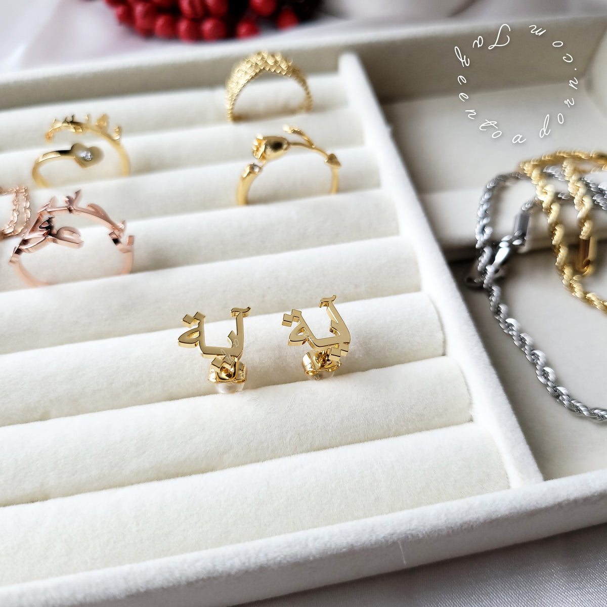 Customised Single Name Earrings - Ayana Arabic English Female Baby, Kids, Adults Jewellery Bespoke Personalised Gifts - NEEMAH
