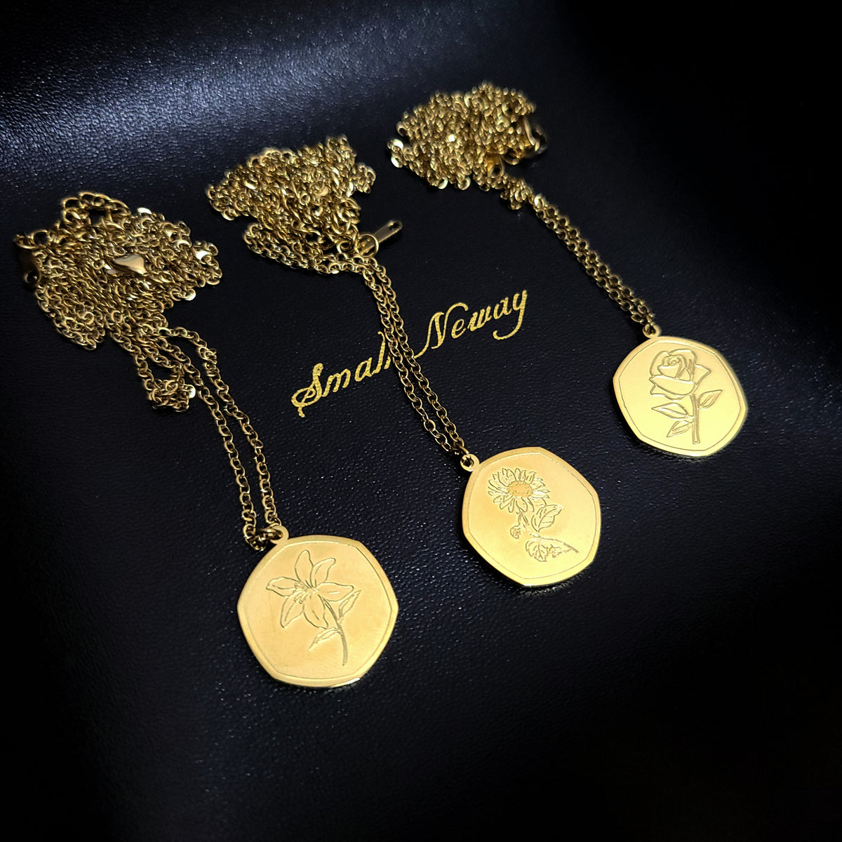NORA MARIE - EXCLUSIVE - Hijab Queens - Meaningful Extra Long Scarf Hexagon pendant Necklace Jewellery - Floral Brushed Carved Design Birthday Graduation Gift  - Blossom