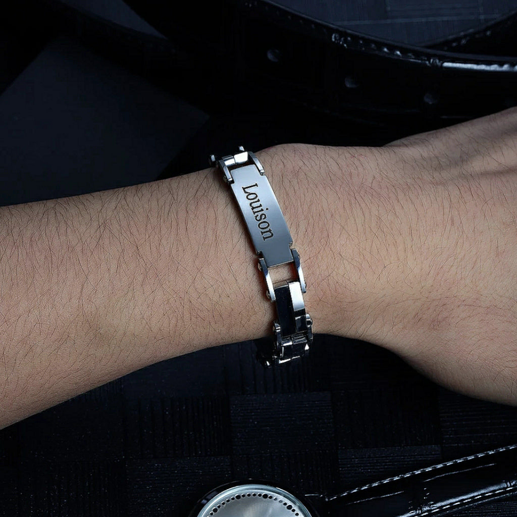 Custom Single Name Bracelet - Muhammed - Stainless Steel - Linked - MENS