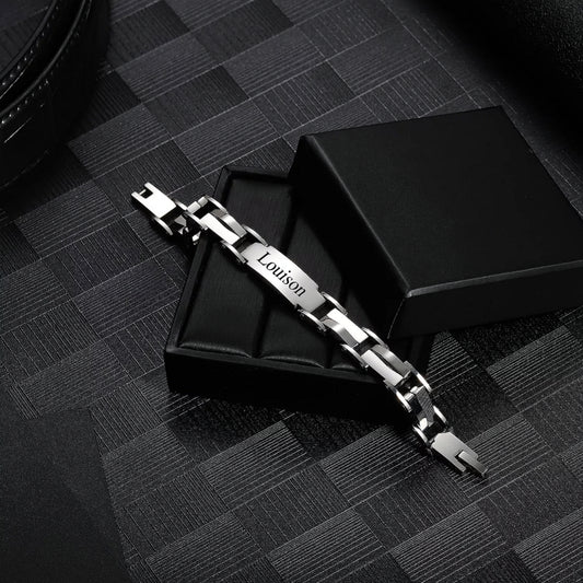 Custom Single Name Bracelet - Muhammed - Stainless Steel - Linked - MENS