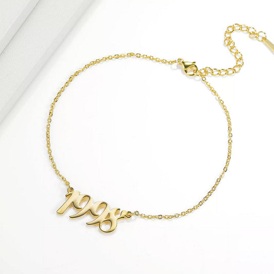 Personalised Special Number Anklet - Link Chain - Anaya Arabic English Numeral Jewellery Gift  -  SHAZIA