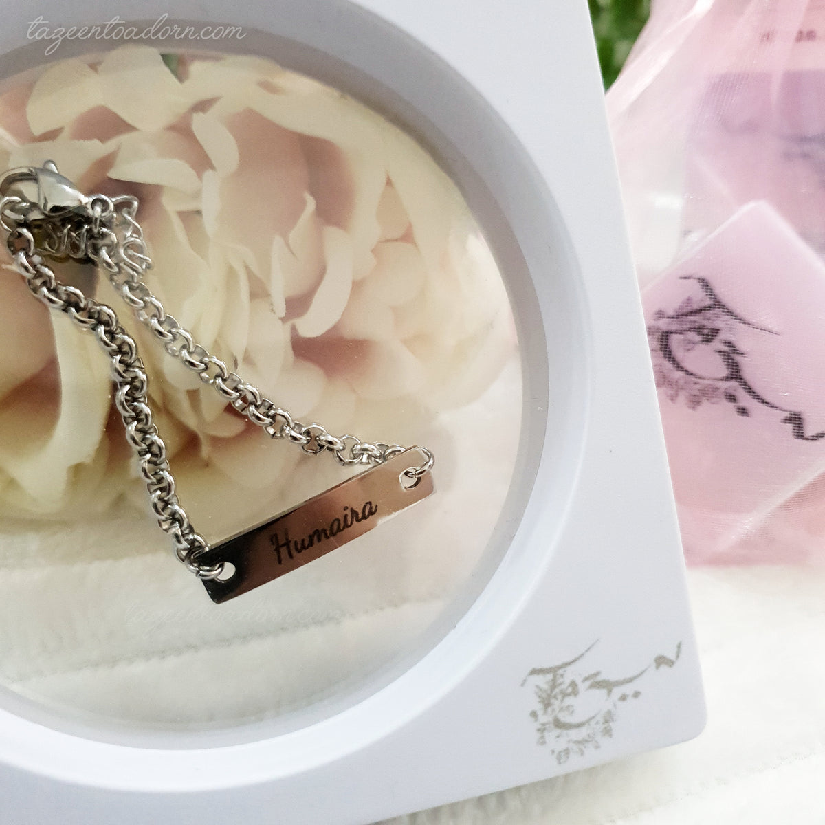 Personalised Baby & Kids Name Bracelet - Cute Bar Design Custom Engraving Children Jewellery - HUMAIRAH