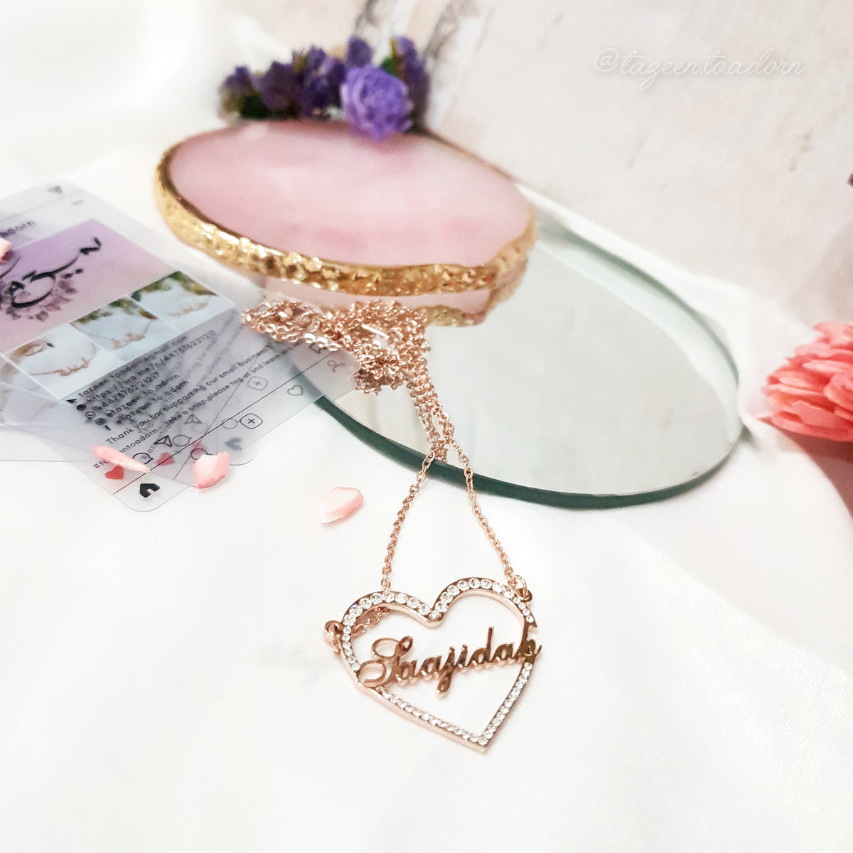 SOPHIA - Faux Diamond Heart Single Name Necklace - Gifts, custom made, Eid