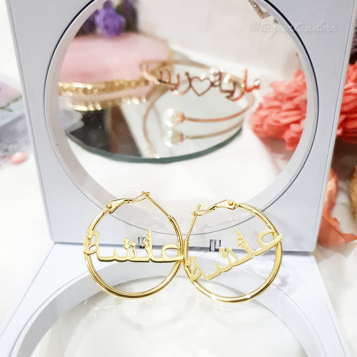 Personalised Bespoke Single Name Hooped Earrings - Anaya - Handmade - HANIYA